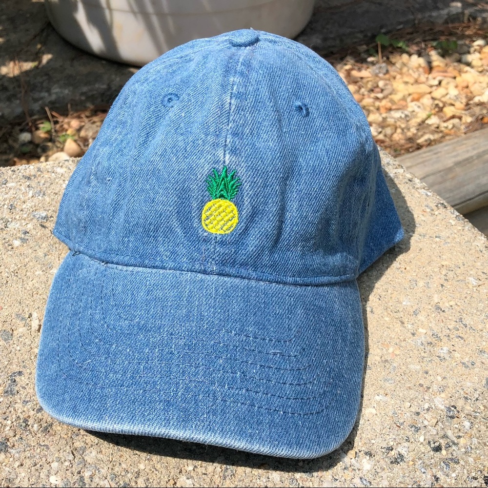🌼NEW🌼 Pineapple Embroidered Denim Baseball Cap! - Picture 3 of 6